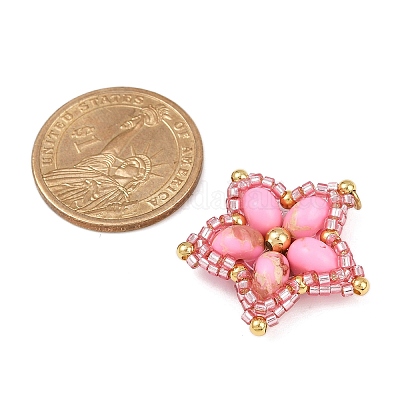 Подвески из стеклянного бисера ручной работы и синтетических окрашенных бусин императорской яшмы PALLOY-MZ00752-03-1