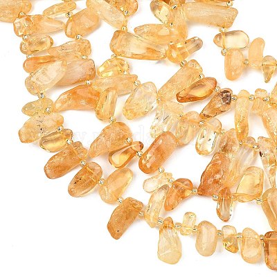 Нити из нагретых натуральных цитриновых бусин&nbsp;G-F821-C04-01-1