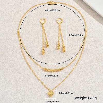 Комплекты из двухслойных ожерелий и серег в форме латунного сердца для женщин VD3296-1