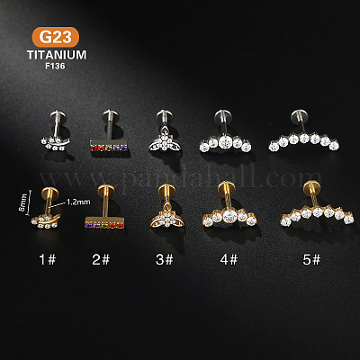 G23 титановые микропаве прозрачные кубические цирконии лабреты с внутренней резьбой WG2497D-09-1