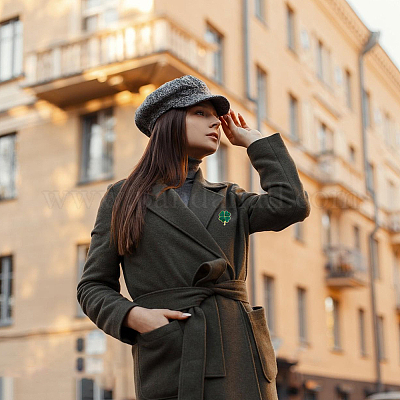 12 шт. брошь в виде трилистника из сплава и эмали ко дню Святого Патрика JEWB-FH0001-64B-1