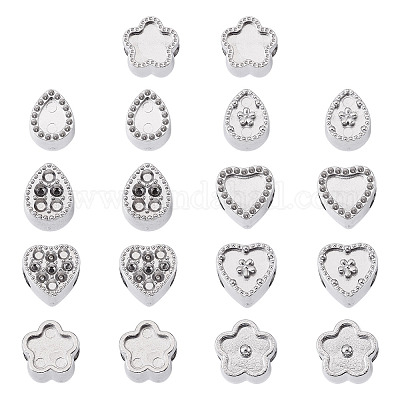 18 шт. 9 стиля европейских бусин со стразами из нержавеющей стали 304 STAS-TA0003-15-1