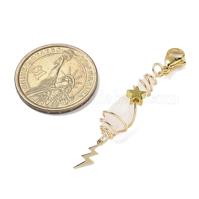 Подвесные украшения из гальванизированного натурального кварцевого кристалла в виде проволоки HJEW-JM03127-01-1