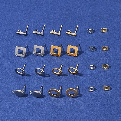 16 шт. 8 стиля фурнитуры для сережек-гвоздиков из нержавеющей стали 304 STAS-FS0001-84-1