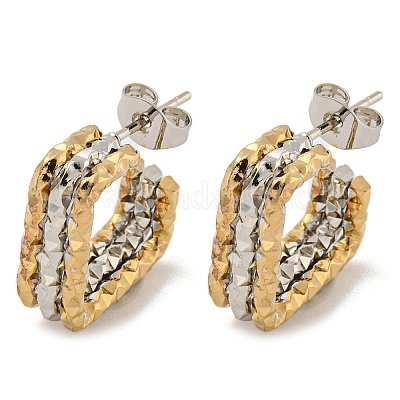 202 квадратные многослойные серьги-гвоздики из нержавеющей стали EJEW-H003-12GP-1