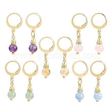 Круглые серьги-кольца из смеси натуральных и синтетических камней EJEW-JE06583-1