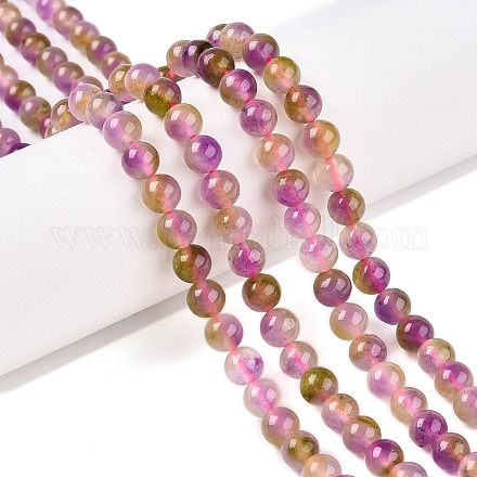 Окрашенные природные белый нефрит бисер пряди G-T138-6mm-210-13-1