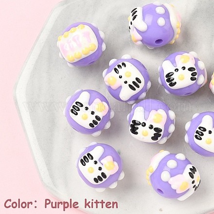 10 шт. расписанный вручную акрил с эмалевыми бусинами MACR-YW0003-28D-1