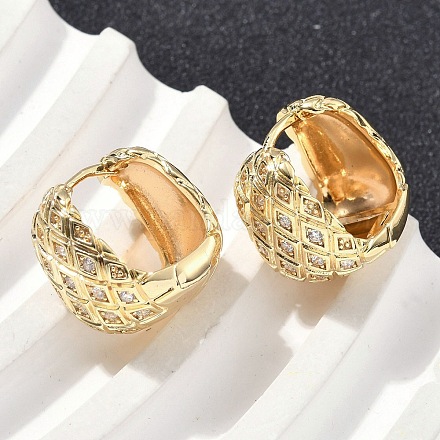 Латунные серьги-кольца с ромбами из прозрачного кубического циркония EJEW-D320-05G-1