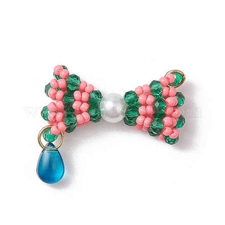 Подвески-бантики из стеклянных бус PALLOY-MZ00553-01-1