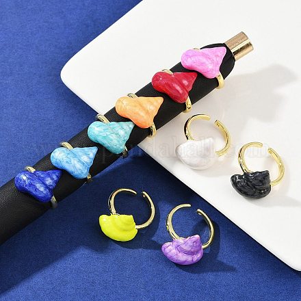 Латунные эмалевые регулируемые манжеты для женщин RJEW-G357-01O-1