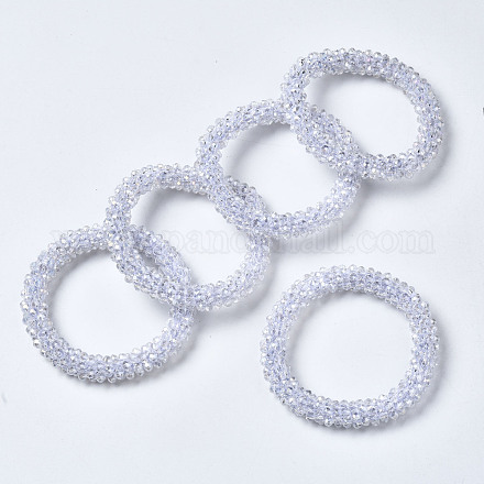 Граненые прозрачные стеклянные бусины эластичные браслеты BJEW-S144-002C-06-1