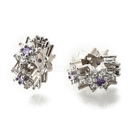 Цветок латуни микро проложить кубического циркония европейские шарики KK-V008-19P-01-1