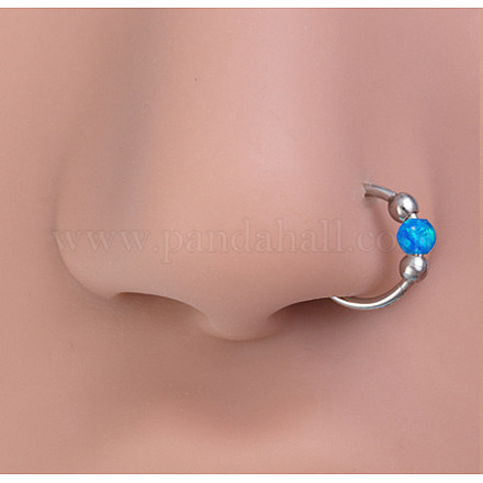 Кольца для носа из хирургической нержавеющей стали 316L и синтетического опала WGD306E-02-1