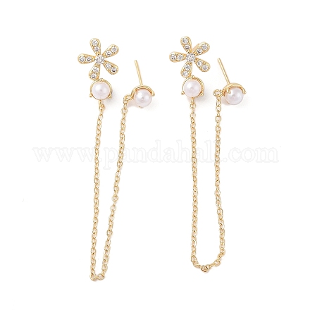 Серьги-гвоздики из латуни с микро-паве из прозрачного кубического циркония для женщин EJEW-G394-20G-1