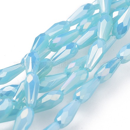 Гальванизированные непрозрачные стеклянные бусины EGLA-L015-FR-B02-1