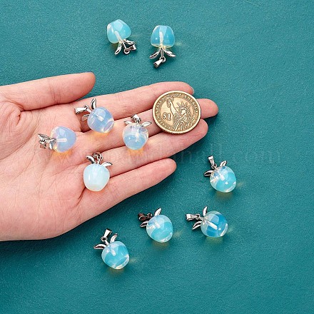 10 шт. яблоко драгоценный камень подвеска кристалл кварц исцеление натуральный камень подвески розовая серебряная пряжка для ювелирных изделий ожерелье серьги изготовление ремесел JX525K-1