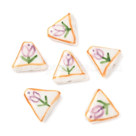 Цветочная тема фарфоровые бусины ручной работы LAMP-D303-06B-03-1