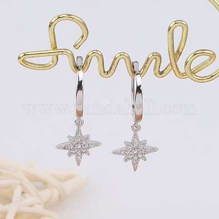 Элегантные серьги-кольца со звездой из стерлингового серебра DE4075-2-1