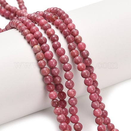 Природные родонит бисер нитей G-F820-K06-4mm-1