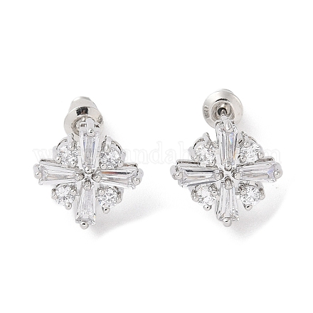 Серьги-гвоздики из латуни с микропаве из кубического циркония EJEW-I304-05P-02-1