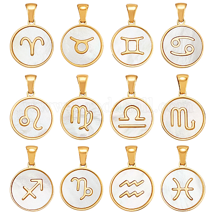 12 шт. 12 стиля из нержавеющей стали с подвесками из натуральной ракушки&nbsp;STAS-WH0044-95-1