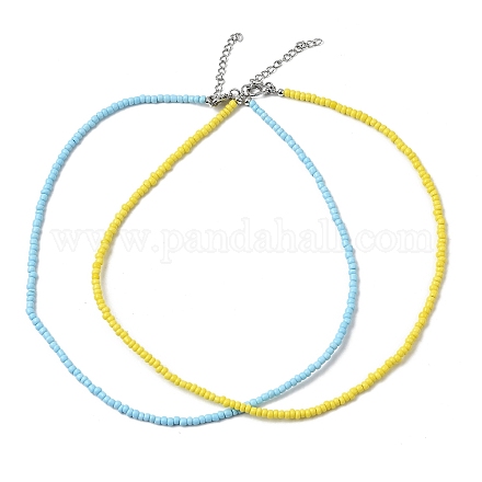 2шт 2 цвета набор ожерелья из стеклянного бисера NJEW-FZ00029-1