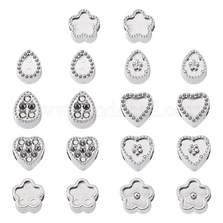 18 шт. 9 стиля европейских бусин со стразами из нержавеющей стали 304 STAS-TA0003-15-1