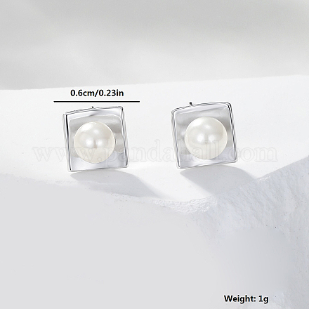 Изысканные серьги в стиле минимализма с квадратной жемчужиной из серебра для женщин. BC7364-2-1