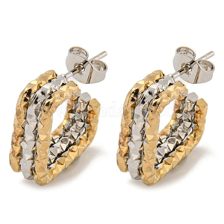 202 квадратные многослойные серьги-гвоздики из нержавеющей стали EJEW-H003-12GP-1