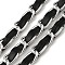 Oxidation Aluminum Rope Chains, with PU Imitation Leather, Unwelded, Black, 8x4mm, about 50Yards/Bundle