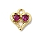Brass Micro Pave Cubic Zirconia Pendants, Heart Charms, Rack Plating, Long-Lasting Plated, Cadmium Free & Lead Free, Real 18K Gold Plated, Deep Pink, 10.5x10x2.5mm, Hole: 1.5mm