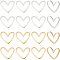 60Pcs 2 Colors Brass Linking Rings, Heart Connector, Golden & Silver, 11x13x1.5mm, Inner Diameter: 5x11mm, 30pcs/color 