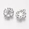 Brass Micro Pave Grade AAA Cubic Zirconia Links, Flower, Cadmium Free & Nickel Free & Lead Free, Real Platinum Plated, 17x13x5.5mm, Hole: 1mm