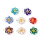 8Pcs 8 Colors Glass Connector Charms, with 304 Stainless Steel Loops, Flower Charms, Mixed Color, 16~18x20~21x6mm, Hole: 3mm, 1pc/color