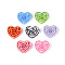 Printed Opaque Resin Cabochons, Tridimensional Flower & Heart, with Glitter Powder, Mixed Color, 12.5x13.5x5mm
