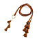 Bohemian Imitation Leather Tassel with Alloy Ring Waist Chain Belts for Women, Light Gold, Sienna, 1200mm