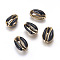 Electroplated Cowrie Shell Beads, with Enamel, Undrilled/No Hole Beads, Golden, Black, 18~22x13~15x7~8mm
