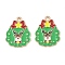 Christmas Alloy Enamel Pendants, Light Gold, Christmas Wreath, 23x18x1.5mm, Hole: 1.8mm