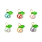 Pearlized Glass Pearl Round Pendants, Apple, with Acrylic & Copper Wire, Mixed Color, 15.5x13x8mm, Hole: 4mm