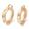Brass Hammered Hoop Earrings, Light Gold, 40.5x30.5x3.5mm, Pin: 0.6mm