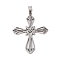 Non-Tarnish 201 Stainless Steel Pendants, Religion, Cross Charm, Stainless Steel Color, 50.5x39x1.5mm, Hole: 8x5mm