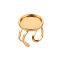 201 Stainless Steel Cuff Pad Ring Settings, Laser Cut, Golden, Tray: 16mm, US Size 7 1/4(17.5)~US Size 8(18mm)