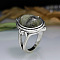Oval Zinc Alloy Natural Labradorite Finger Rings, 925 Sterling Silve Rings, Antique Silver, US Size 10 1/4(19.9mm)