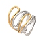 304 Stainless Steel Double Color Cuff Rings, Ion Plating(IP), Golden & Stainless Steel Color, 27.5mm