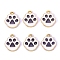 Alloy Enamel Pendants, Paw Print Charm, Golden, Black, 17x15mm