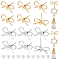 24Pcs 2 Colors Bowknot Brass Stud Earring Findings, with Loops and 40Pcs Plastic Ear Nuts, Nickel Free, Real Gold Plated & Real Platinum Plated, 8~10x15mm, Hole: 1mm, Pin: 0.7mm, 12Pcs/color