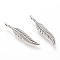 Tibetan Style Alloy Pendants, Leaf, Cadmium Free & Lead Free, Antique Silver, 37x7x5mm, Hole: 2mm, about 650pcs/1000g
