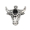 Brass Pendant Cabochon Settings, Ox-head, Antique Silver, Tray: 10mm, 28x30.5x12.5mm, Hole: 6.5mm