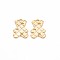 Brass Charms, Nickel Free, Bear, Real 18K Gold Plated, 13x9.5x1mm, Hole: 1.2mm